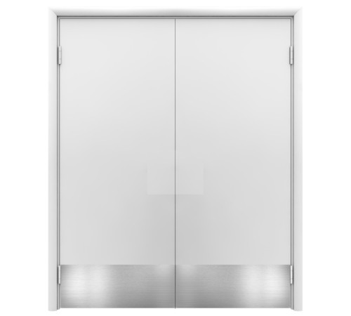 Aquadoor дверь двустворчатая маятниковая белая пластиковая с отбойной пластиной