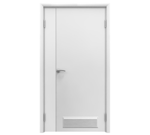 Aquadoor дверь двустворчатая гладкая белая пластиковая с вентиляционной решеткой