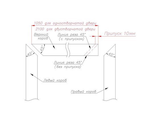 Дверная коробка 60x40 прямая. Комплект древесные цвета, серый для 1-створчатой (2.5)